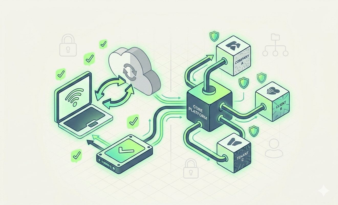 Offline-first persistence with Azure AD multi-tenant isolation